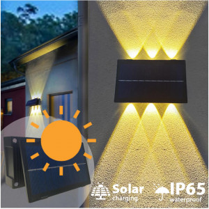 Lampa solara de perete,lumina bidirectionala, 6 LED-uri, panou reglabil