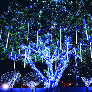 Set 16 Turturi curgatori + Instalatie franjuri 16 metri, 400 LED-uri, Albastru