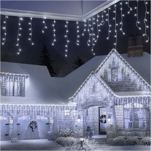 Set 6 x Instalatii franjuri cu FLASH, 60 metri, 1200 LED-uri, Alb Rece, Interconectabile