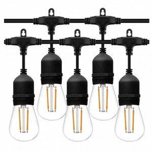 Ghirlanda luminoasa, alimentare 220v, 10 metri, 10 becuri, 2 LEDuri filament, interconectabila