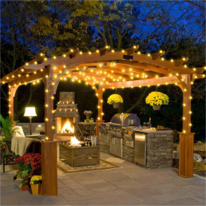 Instalatie liniara de exterior, tip banda cu led turnat, 50 metri, 400 led, jocuri de lumini, Alb Cald