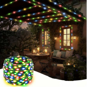 Instalatie liniara de exterior, tip banda cu led turnat, 30 metri, 240 led, jocuri de lumini, Multicolor