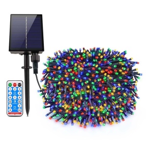 Instalatie solara exterior 20 metri, 200 Led Multicolor, incarcare USB si telecomanda