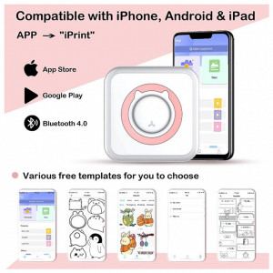 Mini imprimanta termica portabila pentru telefon, 1 rola inclusa