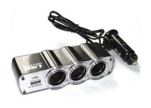 Priza tripla auto cu port USB