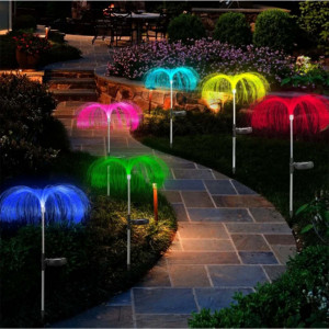 Set 2 x Lampa solara tip meduza, fibra optica LED RGB