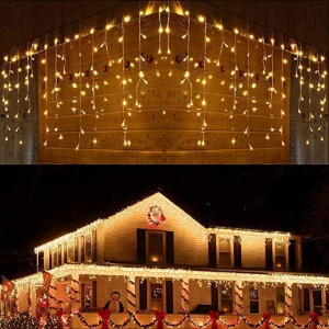 Set 4 x Instalatie franjuri cu FLASH, 50 metri, 1000 LED-uri, Alb Cald