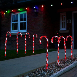 Set 5 Acadele decorative luminoase pentru craciun, Incarcare solara, Multicolor