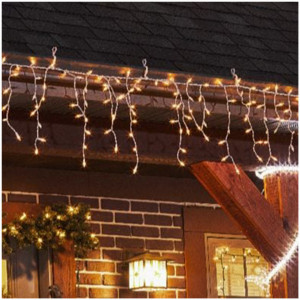 Set 5 x Instalatie tip franjuri, 5 metri, 120 led, Interconectabile, Alb Cald