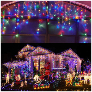 Set 7 x Instalatie franjuri, 50 metri, 1300 LED-uri, Multicolor