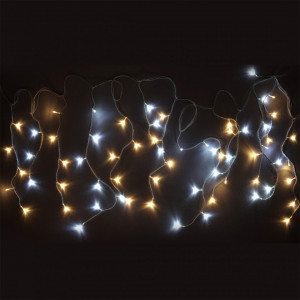 Instalatie de Craciun tip franjuri, 36 metri lungime, 900 LED, Alb rece + Alb Cald