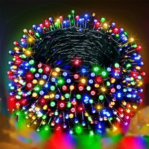 Instalatie exterior 45 metri, 300 led, cu flash, diferite culori