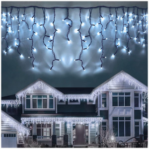 Instalatie franjuri, 60 metri, 1500 LED-uri, Alb Rece