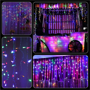 Instalatie perdea franjuri cu FLASH alb rece, turturi interconectabili, 60 metri, 1440 LED, Multicolor