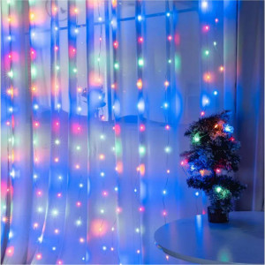 Instalatie tip banda cu led turnat, perdea 8m x 1m, 384 led, exterior, interconectabila, Multicolor