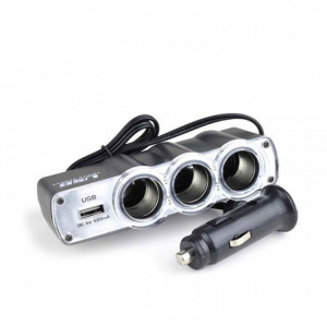 Priza tripla auto cu port USB