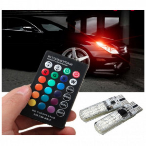 Set 2 becuri RGB auto cu telecomanda