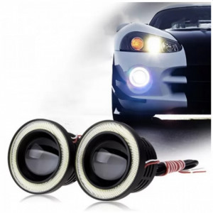 Set 2 proiectoare auto LED, lupa, Angel Eyes, 64 mm