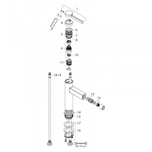 Baterie bideu, Hansgrohe, Finoris, cu ventil push-open, crom - Img 4
