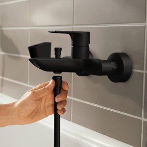 Baterie cada-dus Hansgrohe, Rebris E, negru mat - Img 3