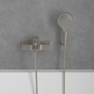 Baterie cadă-duș Villeroy&Boch, Architectura Square, montaj pe perete, brushed nickel - Img 4