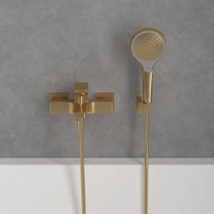 Baterie cadă-duș Villeroy&Boch, Architectura Square, montaj pe perete, brushed gold - Img 2