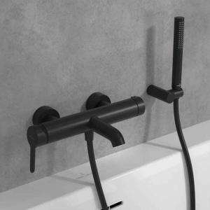 Baterie cadă-duș Villeroy&Boch, Skyla, cu montaj pe perete, negru mat - Img 2