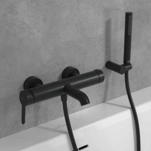 Baterie cadă-duș Villeroy&Boch, Skyla, cu montaj pe perete, negru mat - Img 2