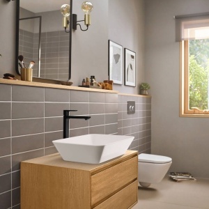 Baterie cu ventil pentru lavoar Hansgrohe, Rebris E 240, CoolStart, negru mat - Img 2