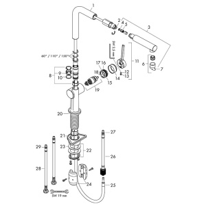 Baterie de bucatarie, Hansgrohe, Talis M54 270, cu pipa extractibila, 1 jet, negru mat - Img 2