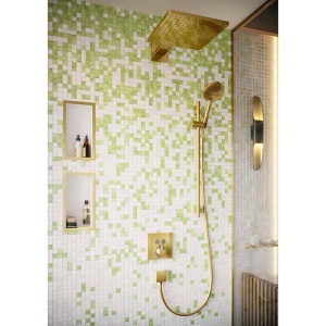 Baterie de dus, Hansgrohe, ShowerSelect, termostatata, cu 2 functii, auriu lucios - Img 5