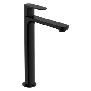 Baterie inalta de lavoar cu ventil, Hansgrohe, Rebris S 240, CoolStart, negru mat