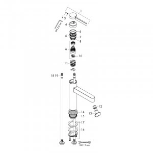 Baterie inalta de lavoar, Hansgrohe, Finoris 260, cu ventil, negru mat - Img 4