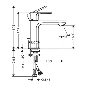 Baterie pentru lavoar Hansgrohe, Rebris E 100, fără ventil, CoolStart, negru mat - Img 3