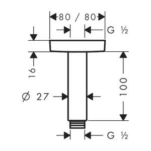 Brat de dus, Hansgrohe, E 10 cm, crom - Img 2