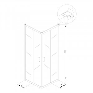 Cabina de dus, Kolpasan, Eco Quat, patrata, 90 x 90 cm, profil negru - Img 2