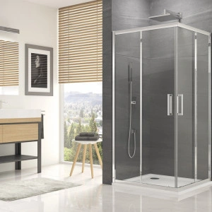 Cabina de dus Sanswiss, Ocelia, patrata, 80 x 80 cm, cu acces pe colt, crom lucios - Img 4