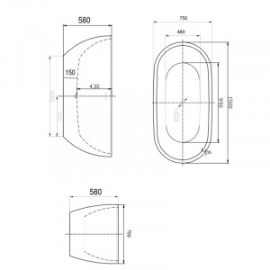 Cada freestanding, Florida, Aura P 150, ovala, cu instalatie completa, alb - Img 2