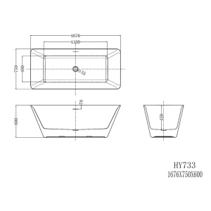 Cadă freestanding, Florida, Peru Slim, dreptunghiulară, cu instalație completă, 167.6 cm, alb - Img 3