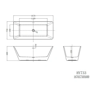 Cadă freestanding, Florida, Peru Slim, dreptunghiulară, cu instalație completă, 167.6 cm, alb - Img 3