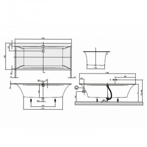 Cada Villeroy & Boch, Squaro Edge, dreptunghiulara, pentru inzidire, 190 x 90 cm, alb alpin - Img 4