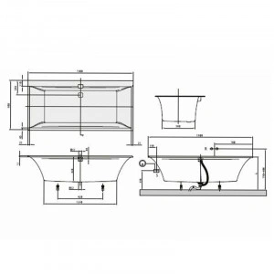 Cada Villeroy & Boch, Squaro Edge, dreptunghiulara, pentru inzidire, 190 x 90 cm, alb alpin - Img 4