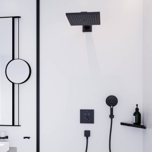 Cap de dus cu brat, Hansgrohe, Raindance E, Negru mat - Img 2