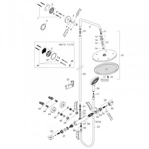 Coloana de dus cu baterie termostatata, Hansgrohe, Croma Select S, cu bara si suport dus, auriu lucios - Img 4