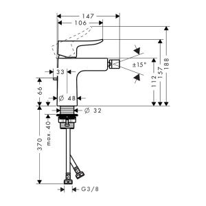 Hansgrohe, Metris, baterie bideu, crom - Img 2