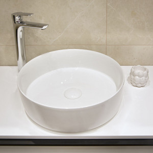 Lavoar pe blat, Fluminia, Alice, rotund, diametru 40cm, alb - Img 4