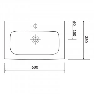 Lavoar slim pentru mobilier, Cersanit, Moduo, 60 x 38 cm, alb - Img 3