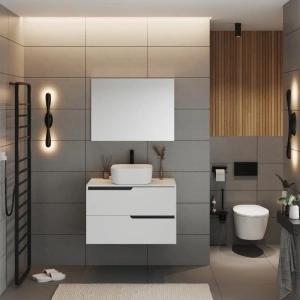 Mobilier cu blat pentru lavoar Fluminia, Bari 80, alb mat - Img 2