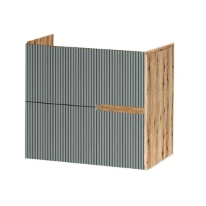 Mobilier pentru lavoar pe blat Fluminia, Malta, finisaj riflat, 60 cm, salvia