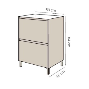 Mobilier stativ pentru lavoar, Fluminia, Lizi, riflat, 80 cm, alb lucios - Img 2
